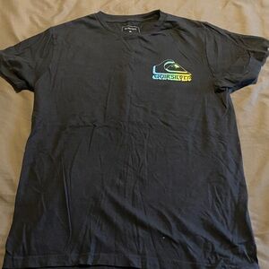 Quiksilver Blue Tee with Green and Yellow Logo